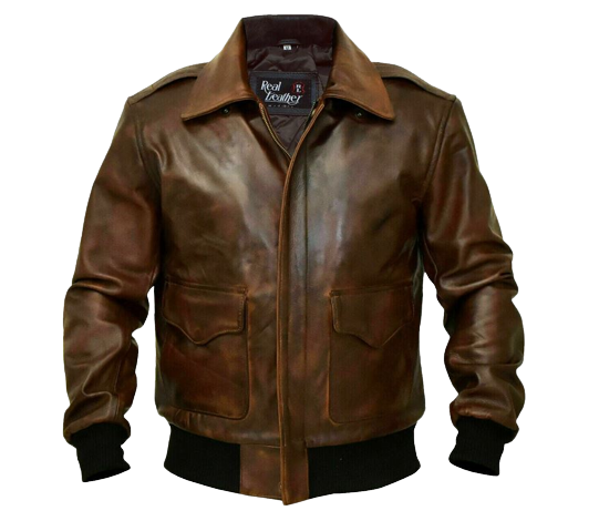 G-1 Brown Bomber Distressed Leather Jacket Zing Apparel