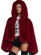 Jaded London Fur Jacket Red