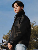 NYC Campaign Jungkook Black Leather Jacket