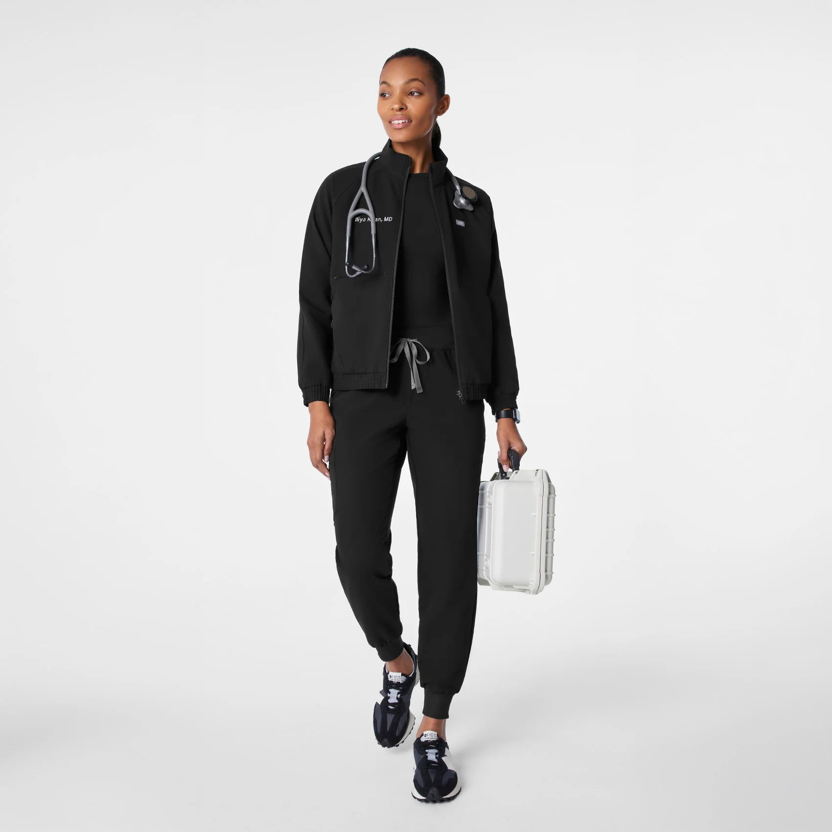 Figs Sydney Scrub Jacket Black