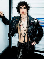 2026 VMAs Sombr Black Leather Jacket