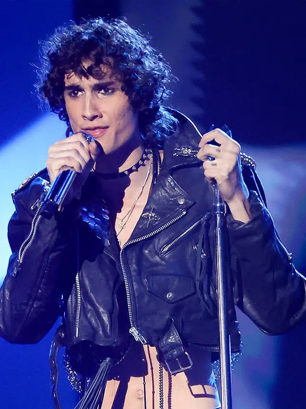 2026 VMAs Sombr Black Leather Jacket