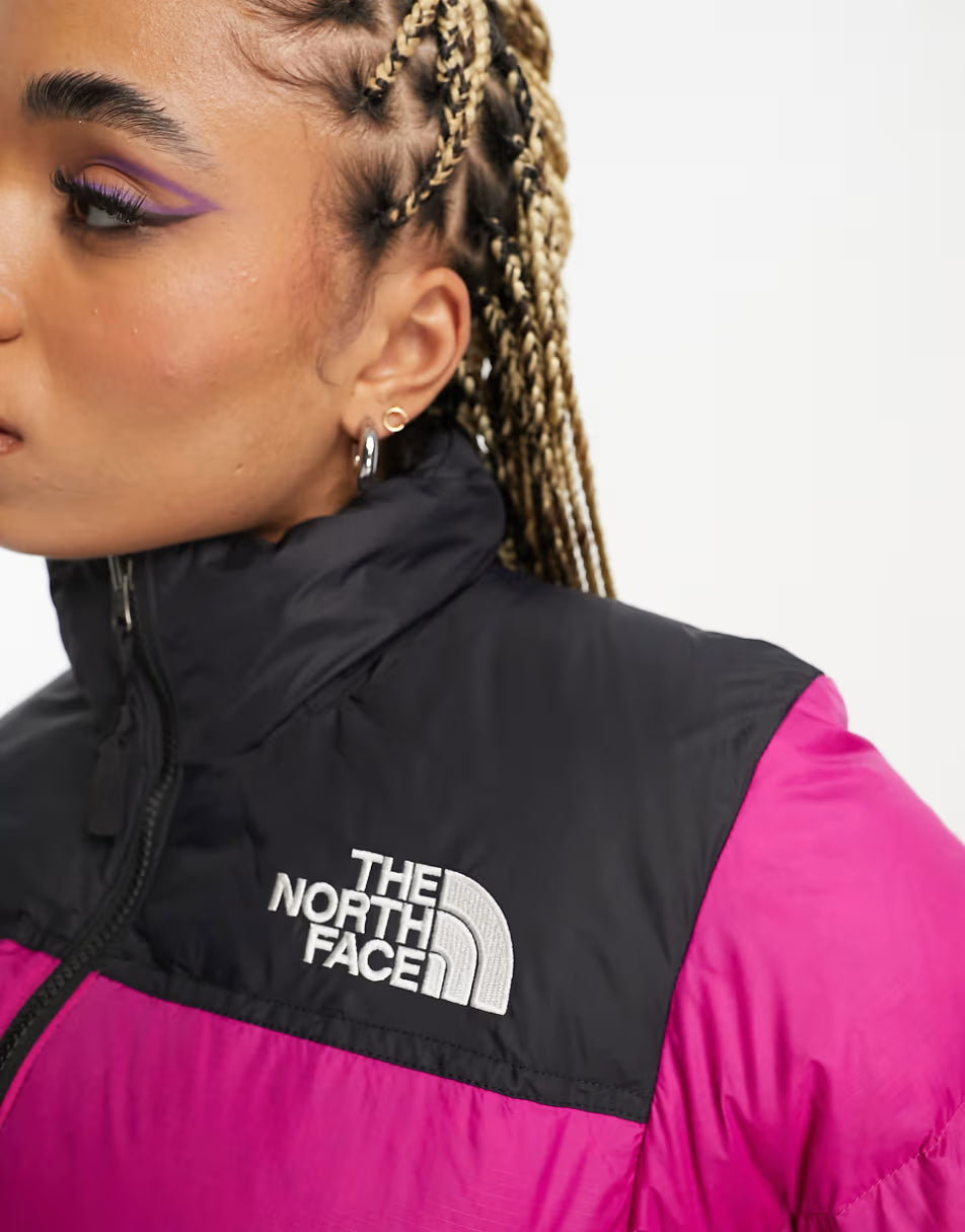 The North Face 1996 Retro Nuptse Down Puffer Jacket In Pink And Black
