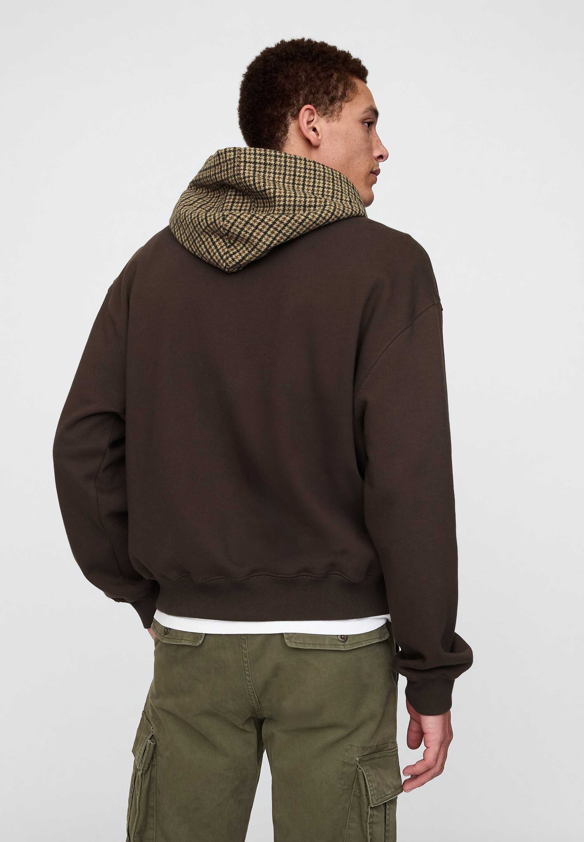 Gap Houndstooth Logo Hoodie Terra Brown