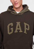 Gap Houndstooth Logo Hoodie Terra Brown