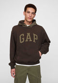 Gap Houndstooth Logo Hoodie Terra Brown