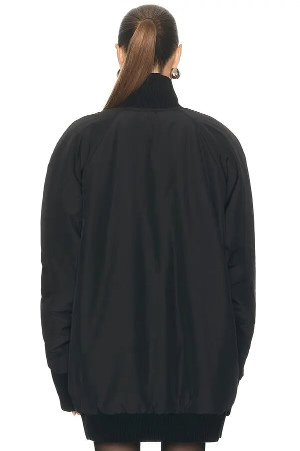 Norma Kamali Oversized Turtleneck Bomber Jacket In Bark