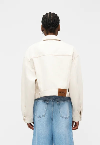 Cropped Off White Denim Jacket