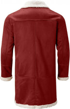Red Fleece Lined Sherpa Shearling Jacket For Men Zing Apparel