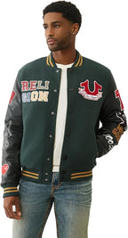 True Religion Varsity Jacket Black And Gold - Embroidery