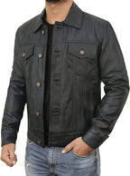 Vintage Trucker Biker Jacket Men, Multi Zing Apparel