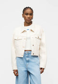 Cropped Off White Denim Jacket