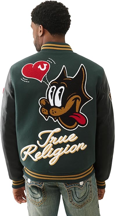 True Religion Varsity Jacket Black And Gold - Embroidery