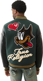 True Religion Varsity Jacket Black And Gold - Embroidery