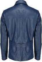 Leather Blazer Men with 5 Buttons, Blue Zing Apparel