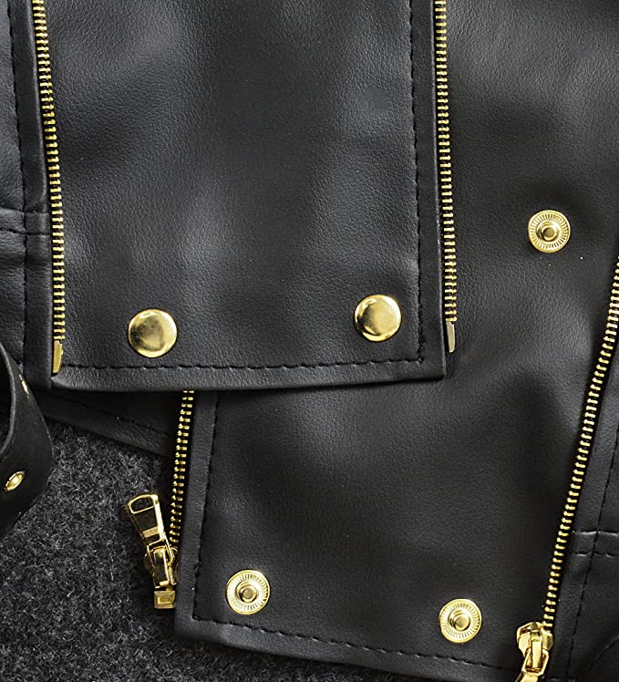 Leather Biker Jacket Women PA218090, Black Zing Apparel