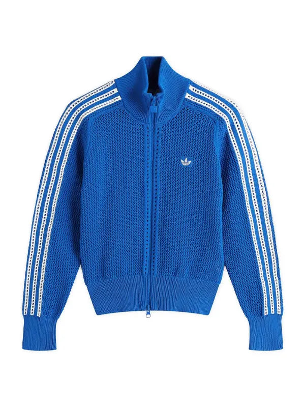 Adidas Knit Zip-Up Track Jacket with White Stripes