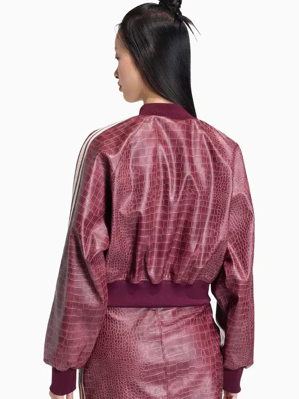 Adidas Women's Leather Jacket Maroon