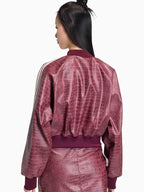 Adidas Women's Leather Jacket Maroon