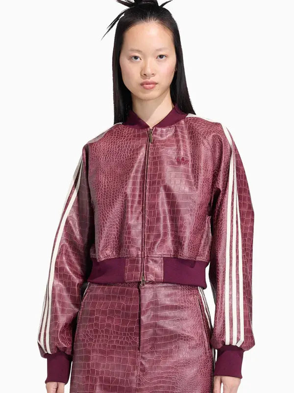 Adidas Women's Leather Jacket Maroon