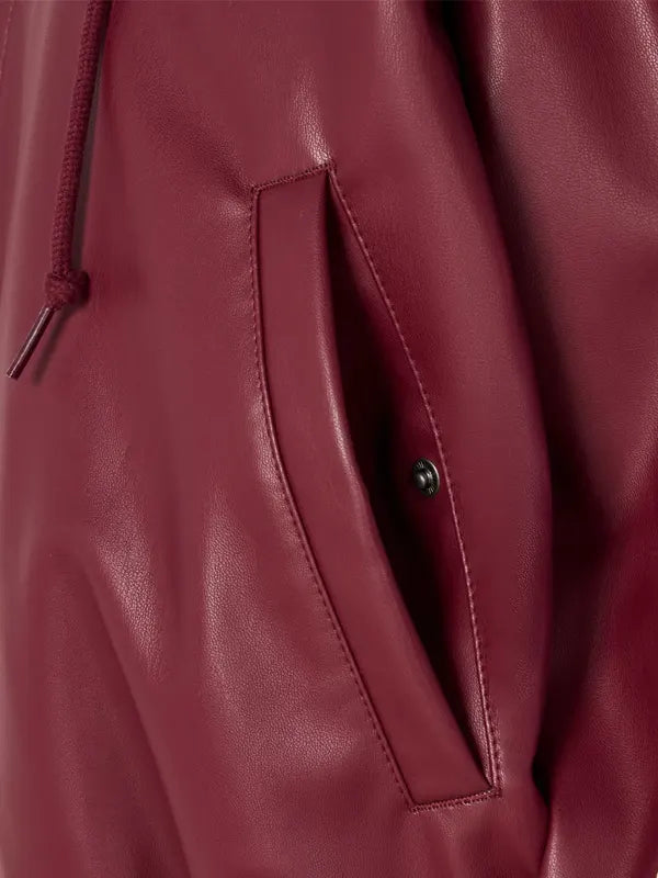 Adidas Women's Leather Jacket Maroon