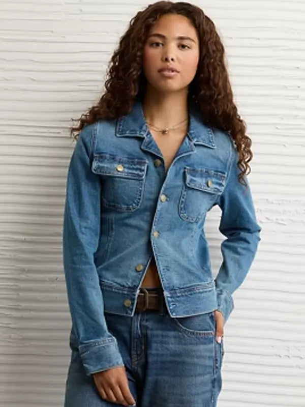 Ae X Sydney Sweeney Cinched Waist Denim Jacket
