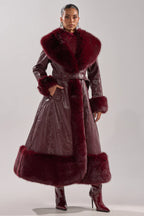 Akira-Vivian-Fur-Trim-Coat-Burgundy