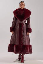 Akira-vivian-fur-trim-trench-burgundy