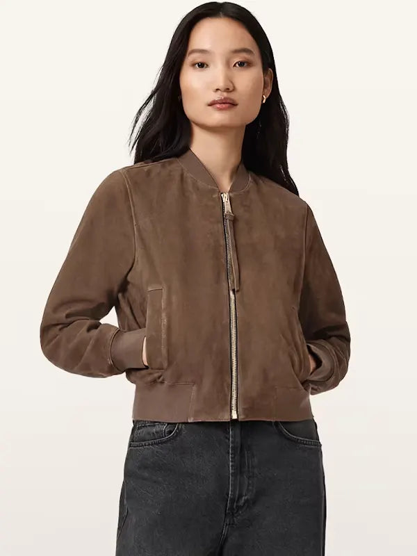 All Saints Bomber Jacket Brown