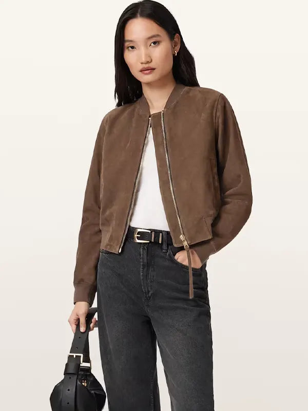 All Saints Bomber Jacket Brown