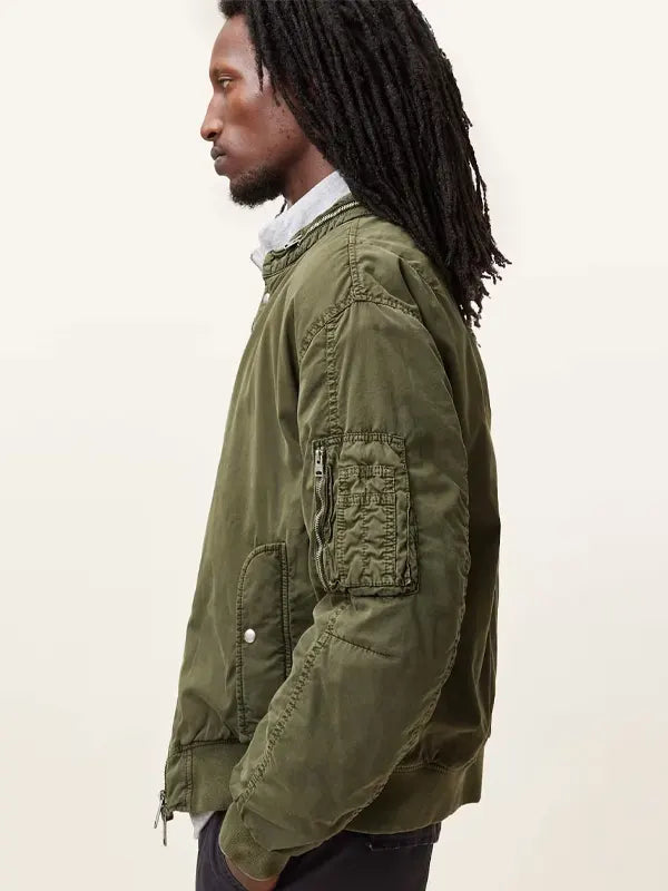 All Saints Bomber Jacket Green