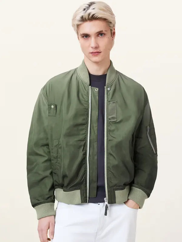 All Saints Bomber Jacket Green