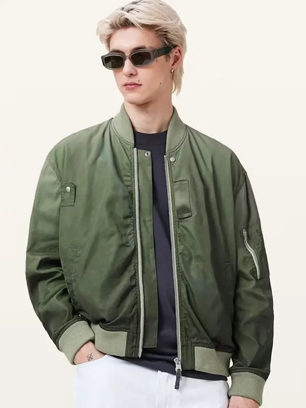 All Saints Bomber Jacket Green