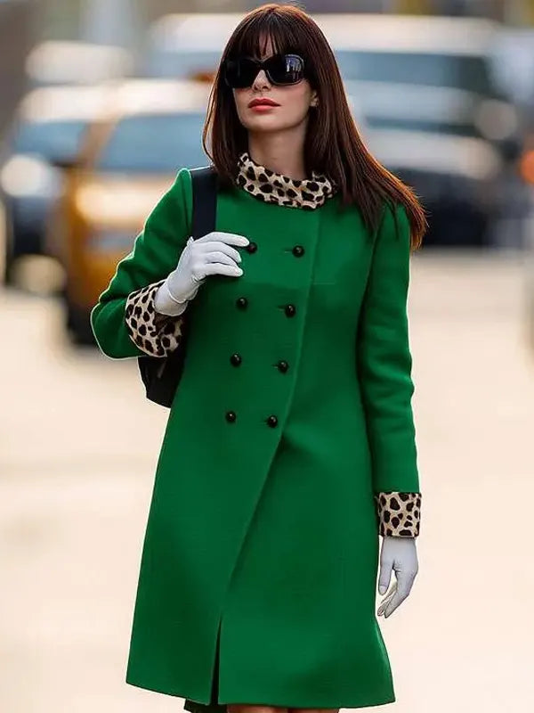 Anne Hathaway The Devil Wears Prada 2 Green Wool Coat