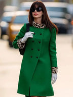 Anne Hathaway The Devil Wears Prada 2 Green Wool Coat