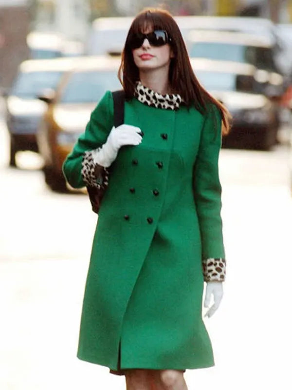 Anne Hathaway The Devil Wears Prada 2 Green Wool Coat