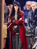 Anne Hathaway The Devil Wears Prada 2 Red Leather Coat