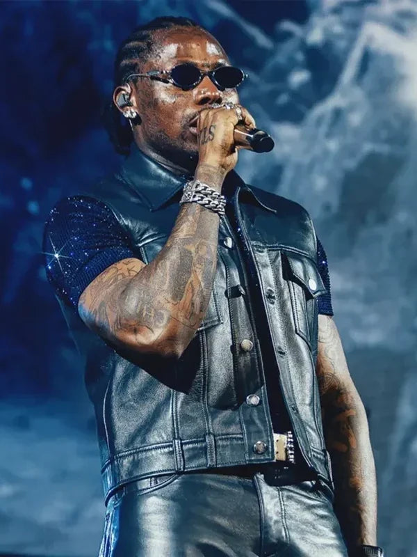 God We Trust Tour Asake Leather Vest