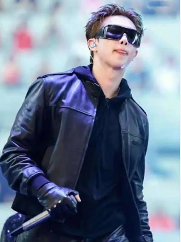 BTS RM World Tour Arirang Black Leather Jacket