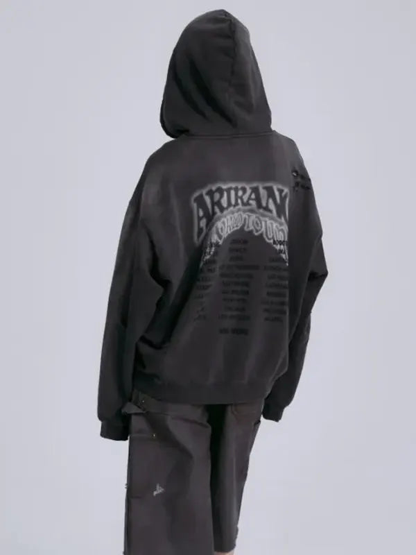 BTS World Tour ARIRANG Zip-up Black Hoodie