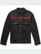 Balenciaga Denim Jacket Red Logo