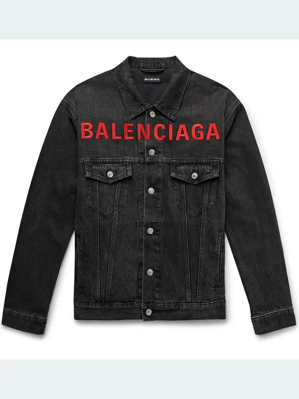 Balenciaga Denim Jacket Red Logo
