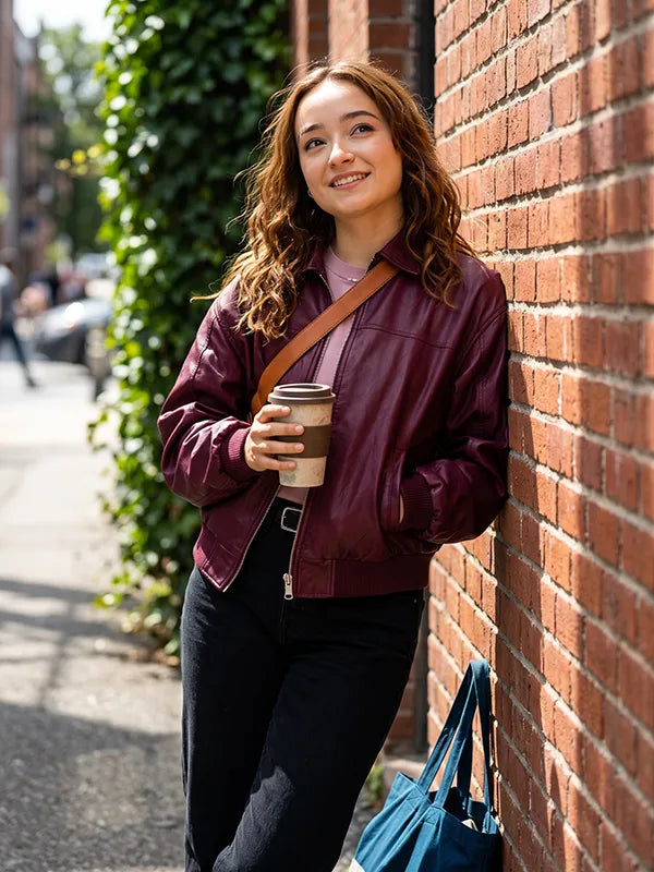 Ruby Stokes Below Tv Series 2026 Burgundy Leather Jacket