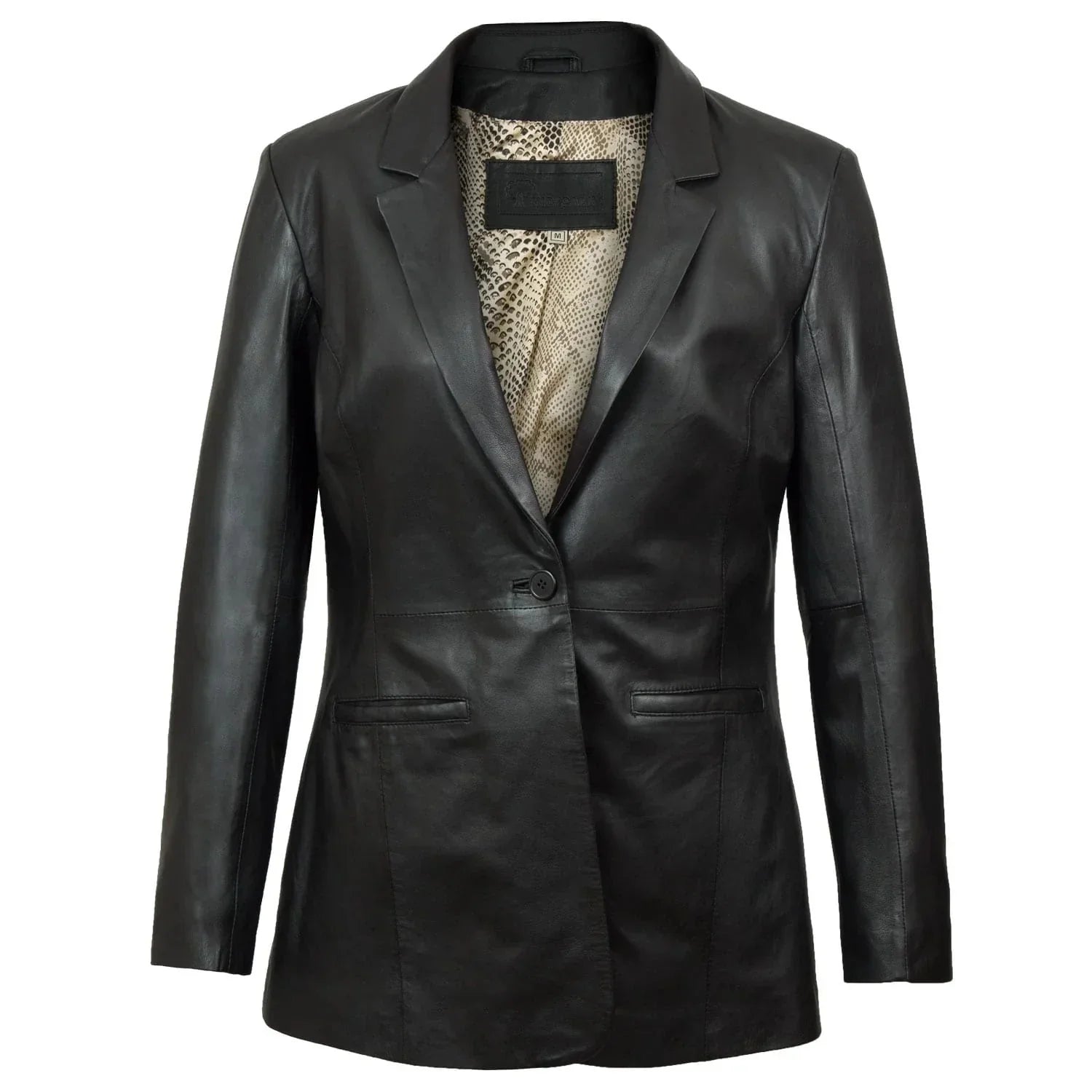 Fitted Leather Blazer Women Black Zing Apparel