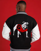 Black-UGA-Varsity-Letterman-Jacket-Back-View