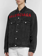 Balenciaga Denim Jacket Red Logo