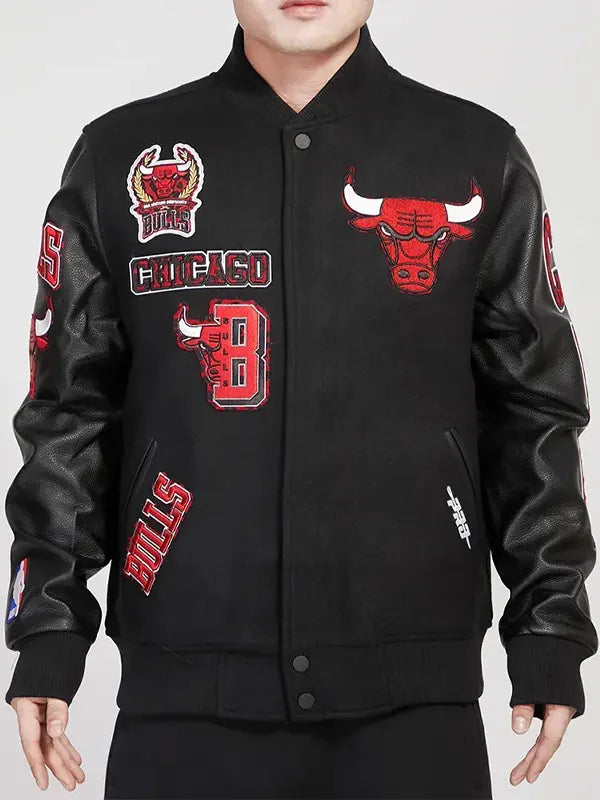 Black Chicago Bulls Varsity Jacket