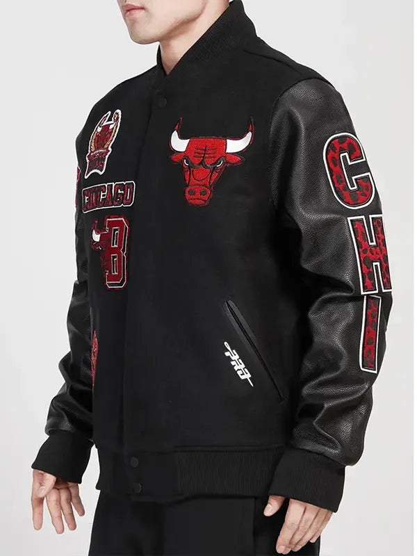 Black Chicago Bulls Varsity Jacket