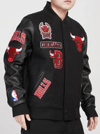 Black Chicago Bulls Varsity Jacket