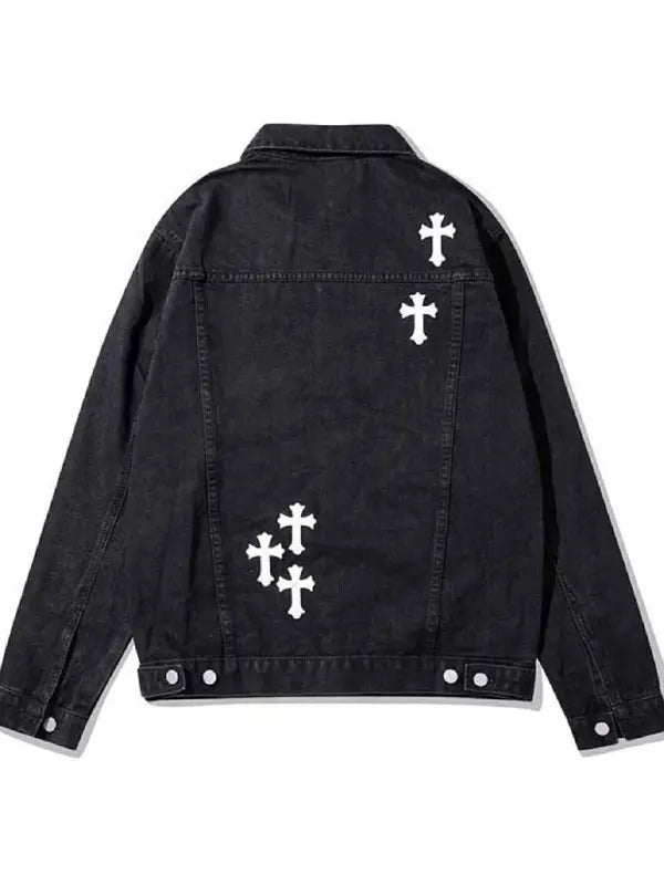 Black Chrome Heart Denim Jacket